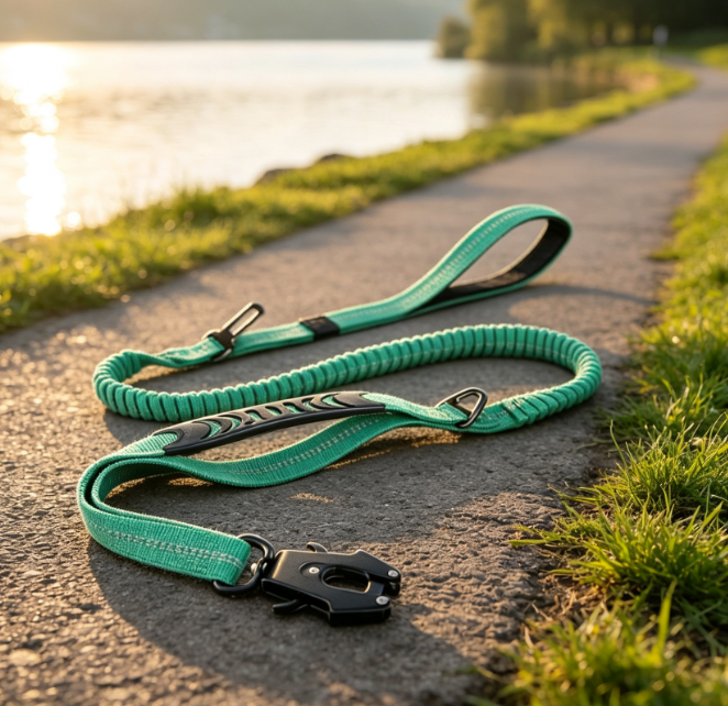 Tactical Dog Leash With Shock-Absorbing Bungee And Dual Handles - Image 2