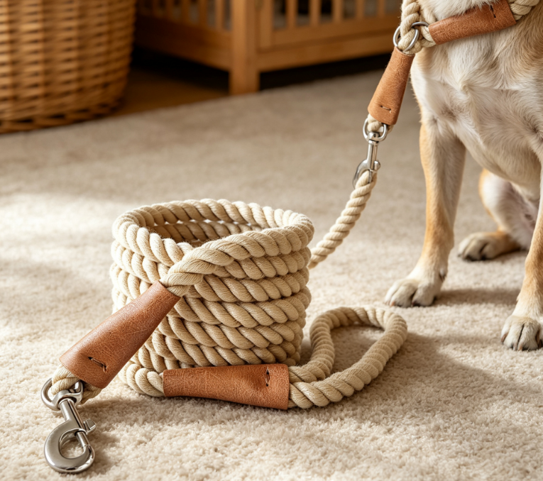 Heavy-Duty Cotton Hiking Leash With Soft Handle