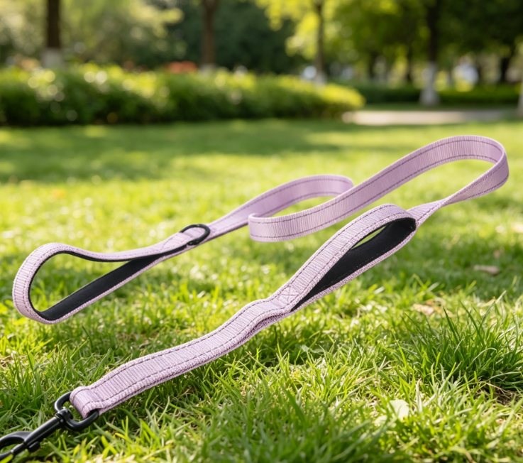 Dual-Handle Dog Leash With Reflective Stitching For Large Dogs - Image 2