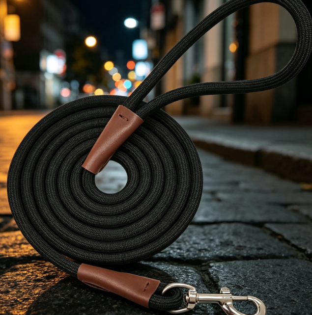 Heavy-Duty Nylon Rope Leash With Leather Reinforcement - Image 2