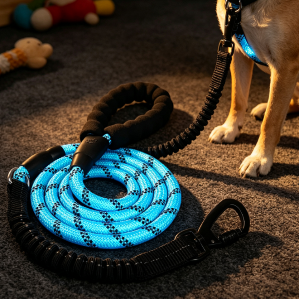 Reflective Bungee Leash With Swivel Hook And Shock Absorption