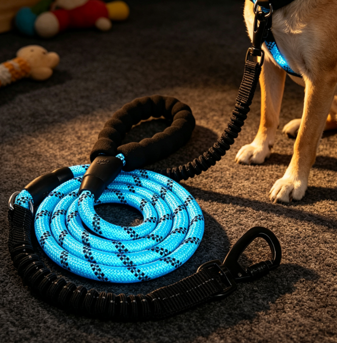 Reflective Bungee Leash With Swivel Hook And Shock Absorption