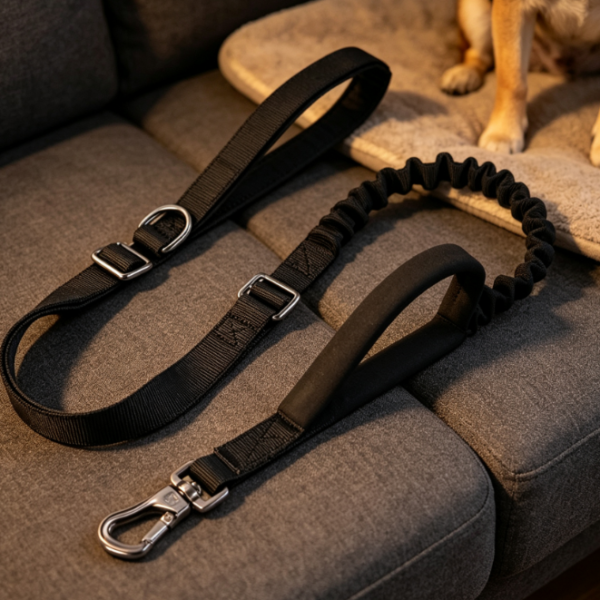 Tactical Elastic Shock-Absorbing Leash With Dual Handles