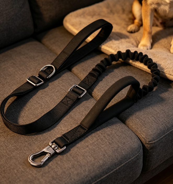 Tactical Elastic Shock-Absorbing Leash With Dual Handles