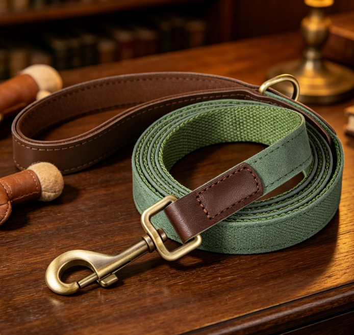 Easy-To-Clean Dog Leash With Soft Pu Leather Handle
