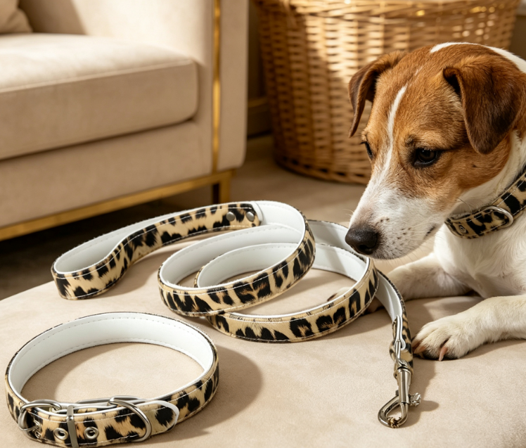 Canvas Collar And Leash Set With Metal D-Ring