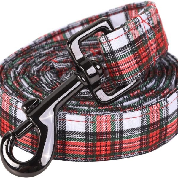 Red Plaid Print Cotton Holiday Leash